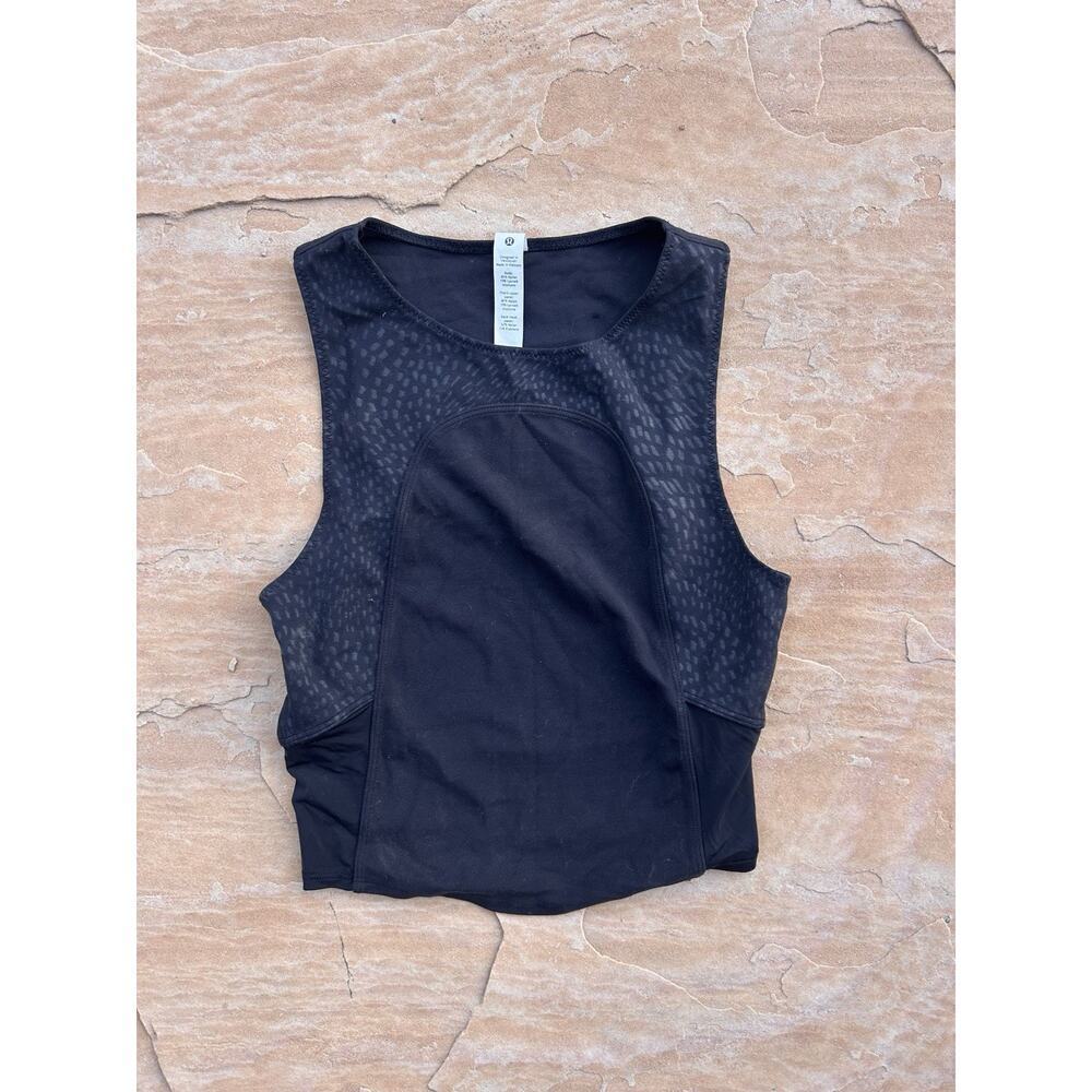 Lululemon Jewel Emboss Black Nulu and Mesh Yoga Tank Top Women's Size 2